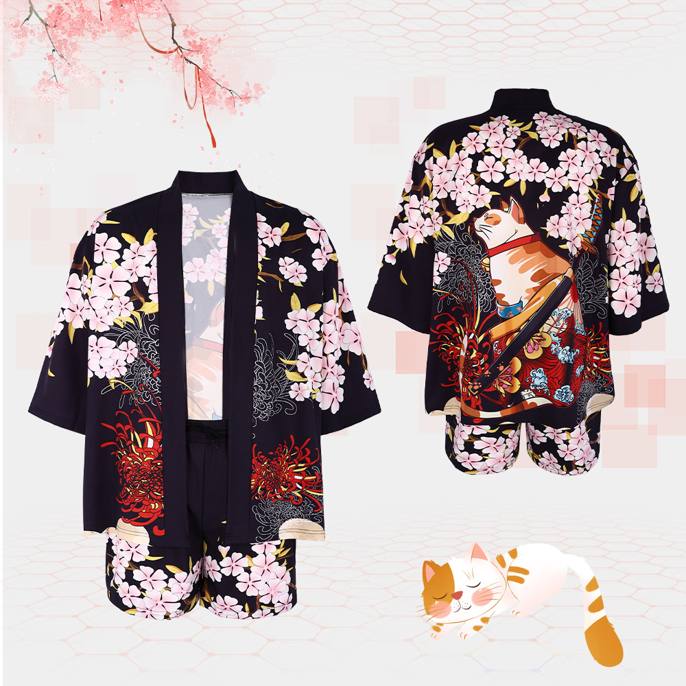 Haori Japanese Jacket - Японское кимоно-хаори с узором сакуры в