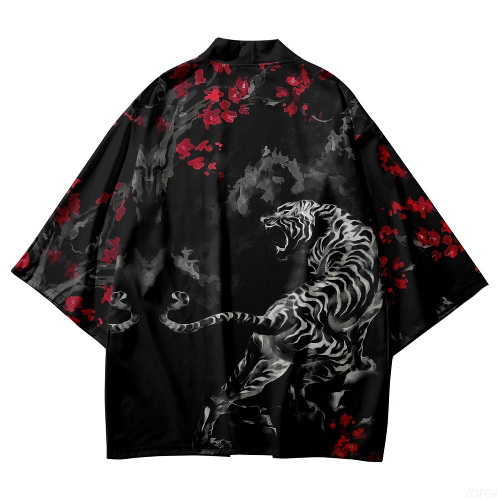 Haori Japanese Jacket - Черное кимоно с открытым воротником, мужское