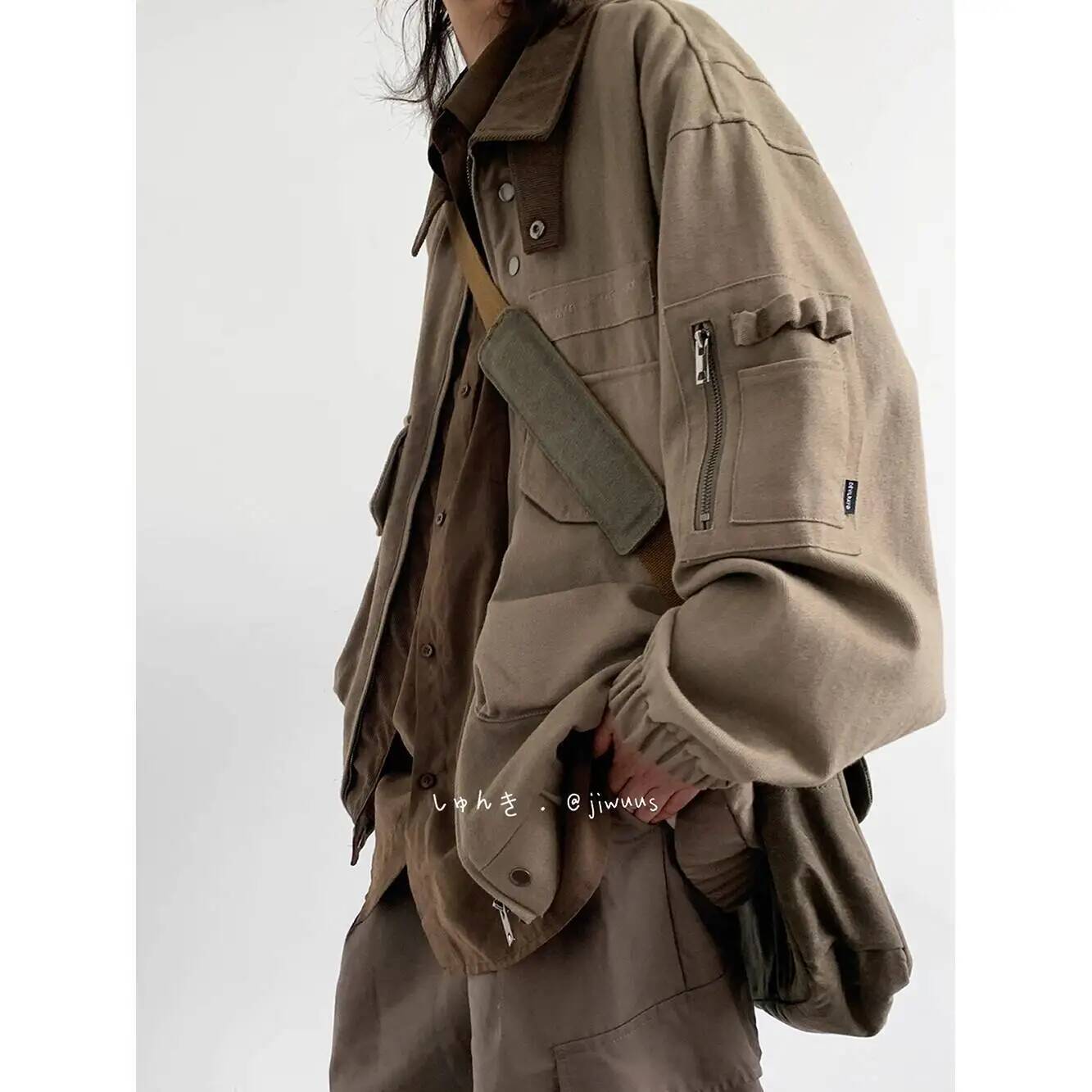 Haori Japanese Jacket - Мужская куртка, весенне-осенняя свободная куртка-карго, японская
