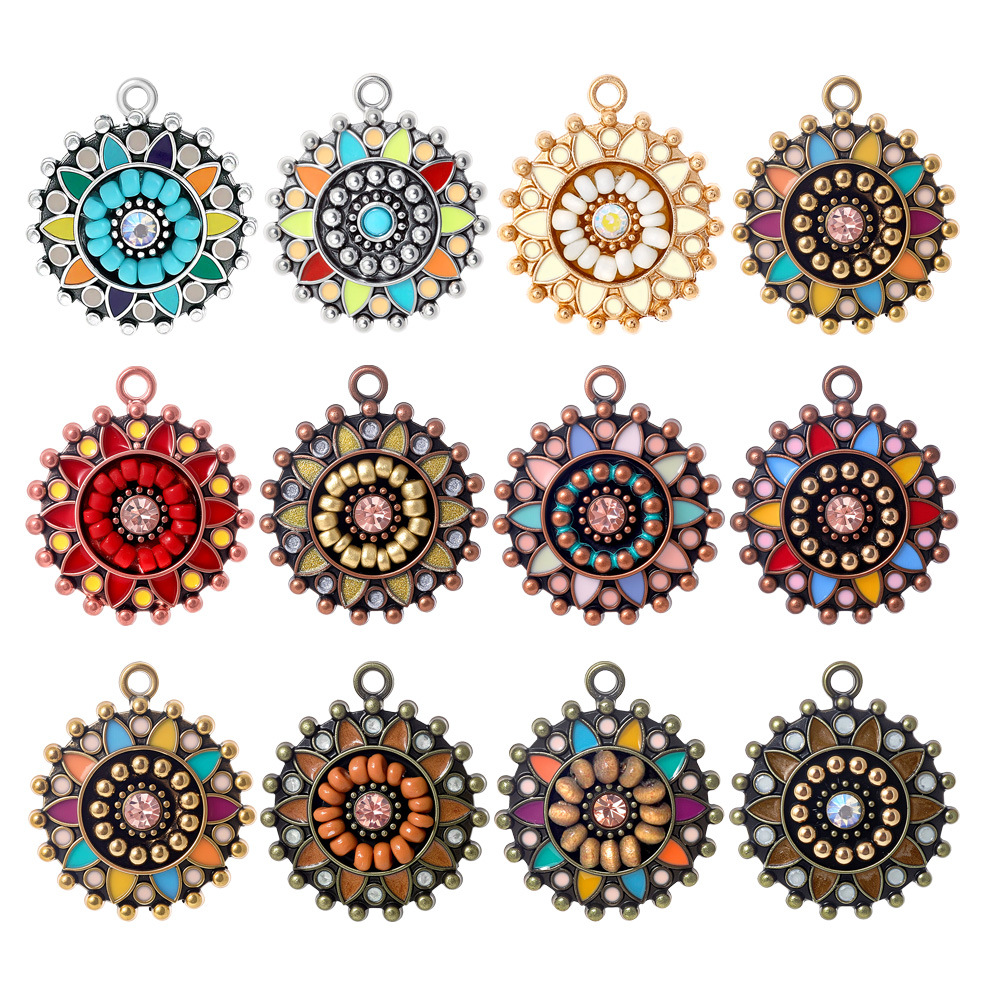 Ethnic Fashion Accessories - Винтажные этнические эмалированные круглые подвески в