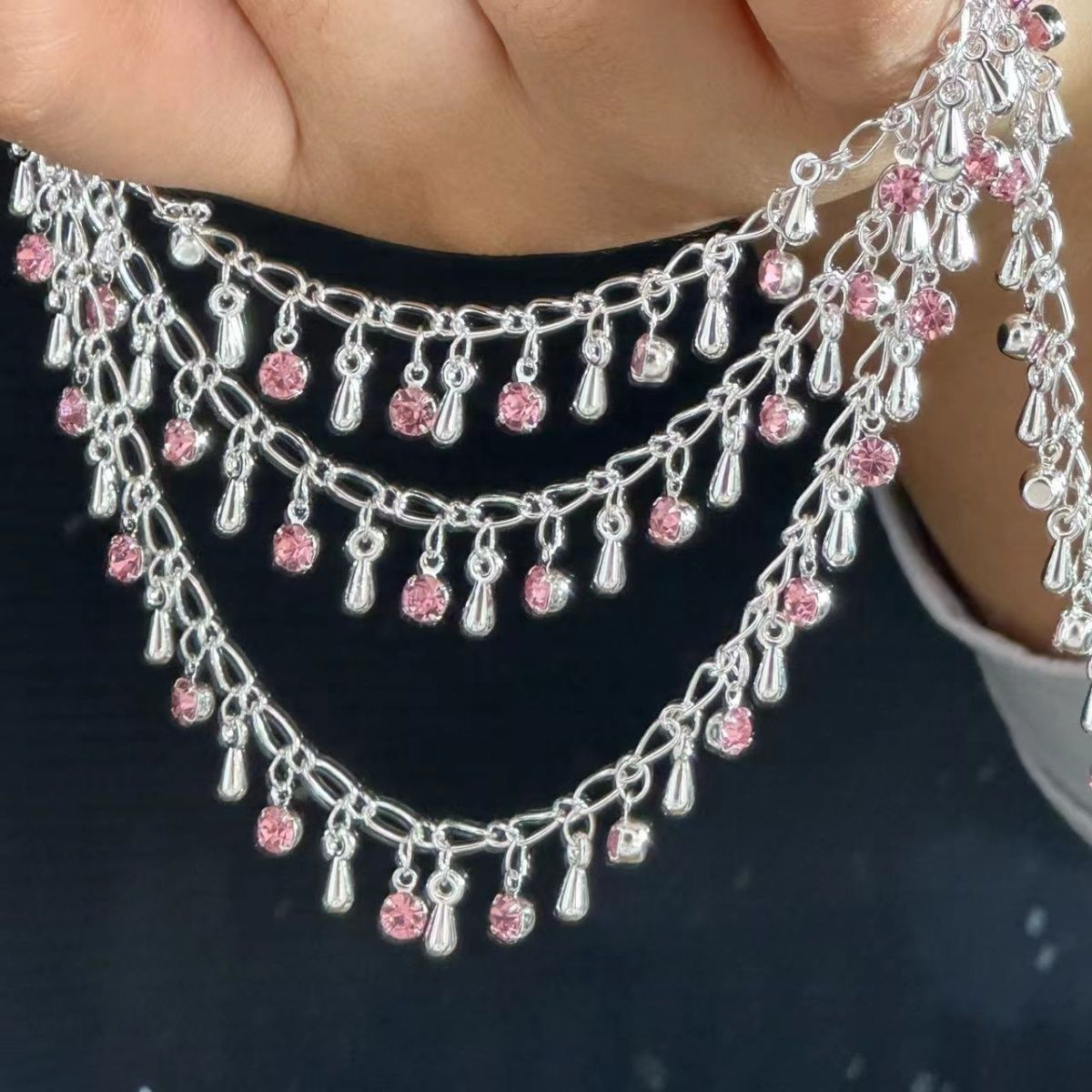 Ethnic Fashion Accessories - Изысканная цепочка-капля со стразами, высокотемпературный цветной