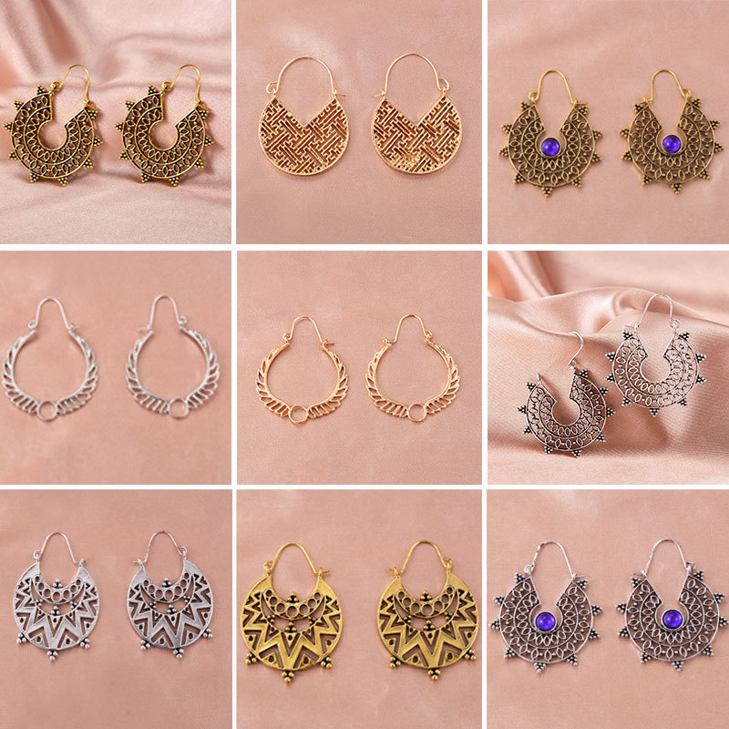 Ethnic Fashion Instagram - Полые резные женские серьги в этническом