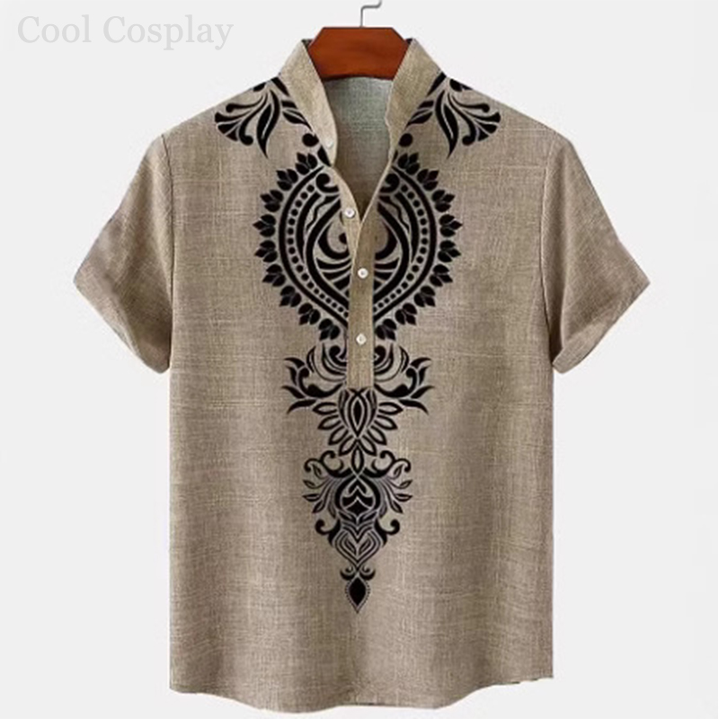 Мужская ретро-рубашка Хенли с  – обзор и цена Ethnic Fashion Style